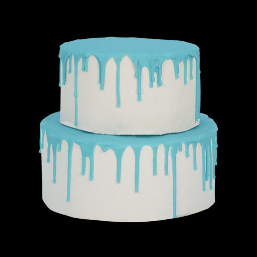 Afbeelding van Lichtblauw dripcake 16/20 pers